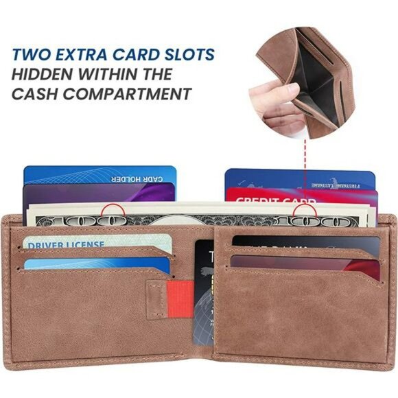 Slim Wallet for Men -Thin Bifold Genuine Leather RFID Blocking Minimalist Wallet - Picture 2 of 7